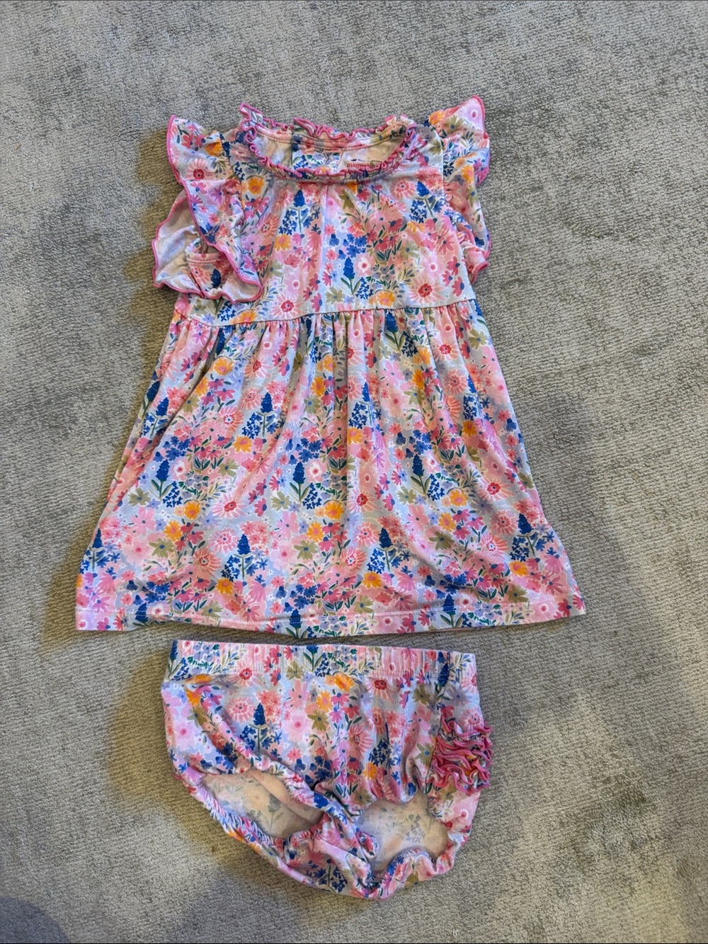 Magnetic Me - 3-6m Pink Floral Baby Dress and Bloomers Set